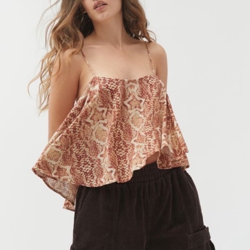 Urban Outfitters Christian Snakeskin Print Cropped Swing Tank